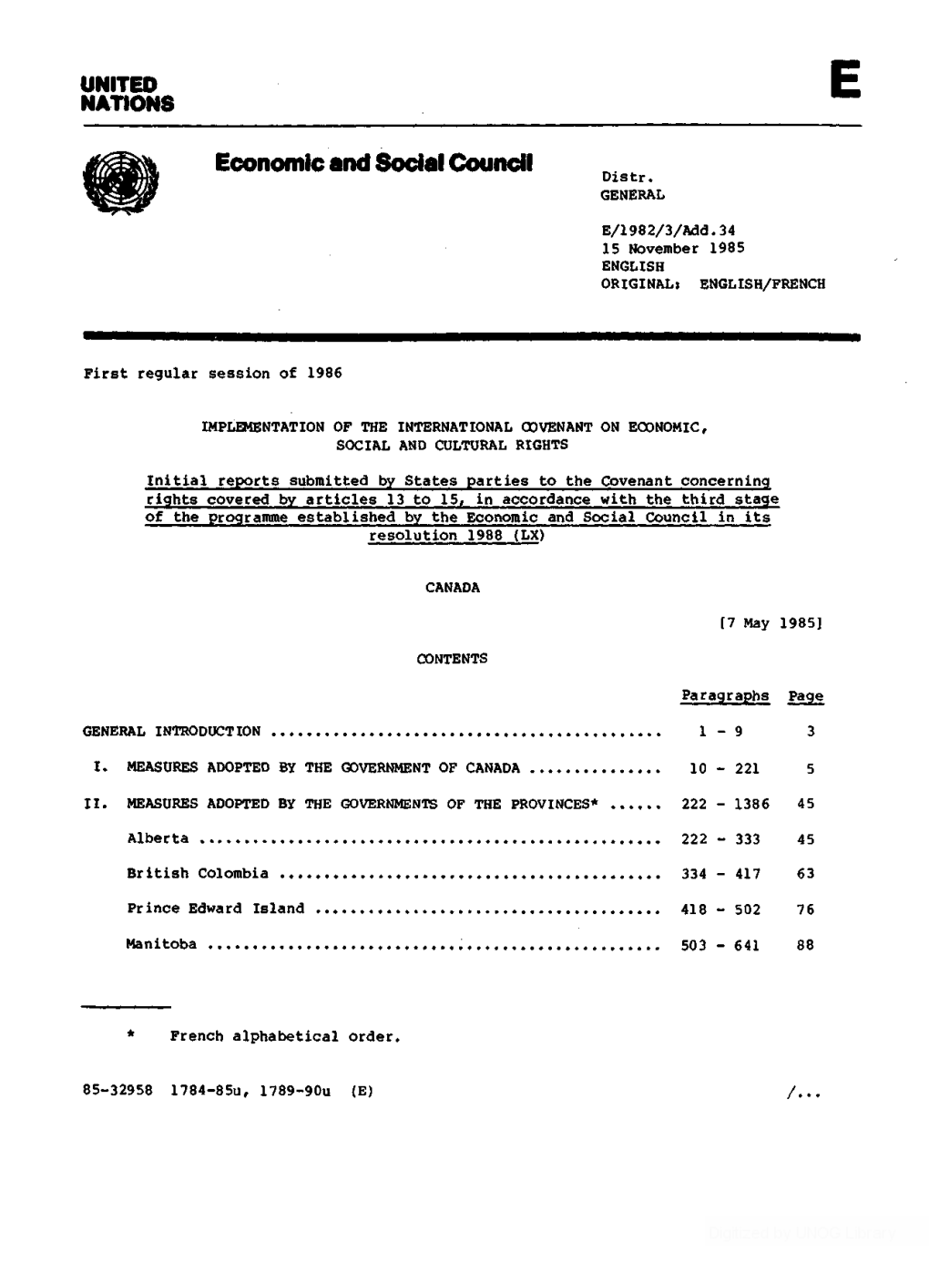 Economic and Social Council D Istr