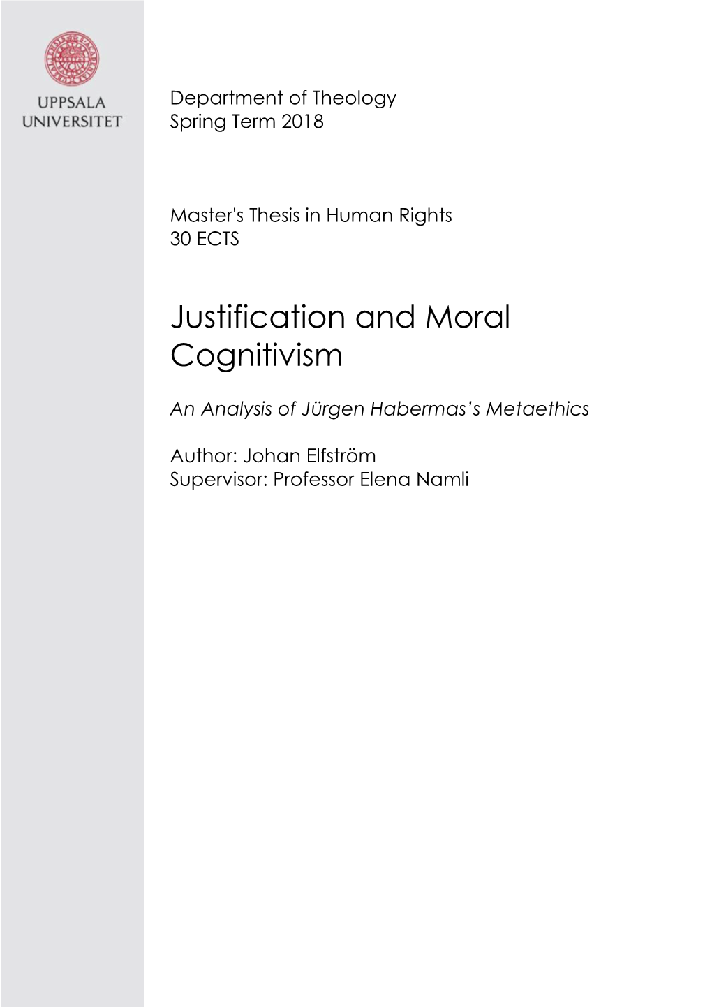 Justification and Moral Cognitivism