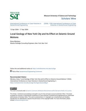 Local Geology of New York City and Its Effect on Seismic Ground Motions