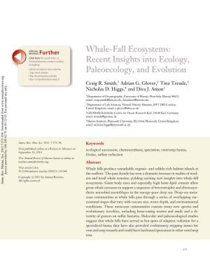 Whale-Fall Ecosystems: Recent Insights Into Ecology, Paleoecology, and Evolution