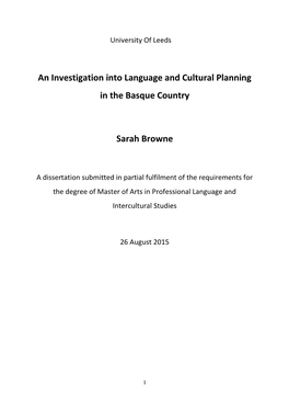 An Investigation Into Language and Cultural Planning in the Basque Country