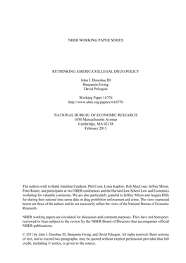 Nber Working Paper Series Rethinking America's Illegal