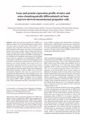 Gene and Protein Expression Profile of Naive and Osteo-Chondrogenically Differentiated Rat Bone Marrow-Derived Mesenchymal Progenitor Cells
