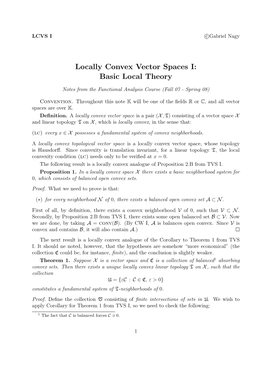 Locally Convex Vector Spaces I: Basic Local Theory