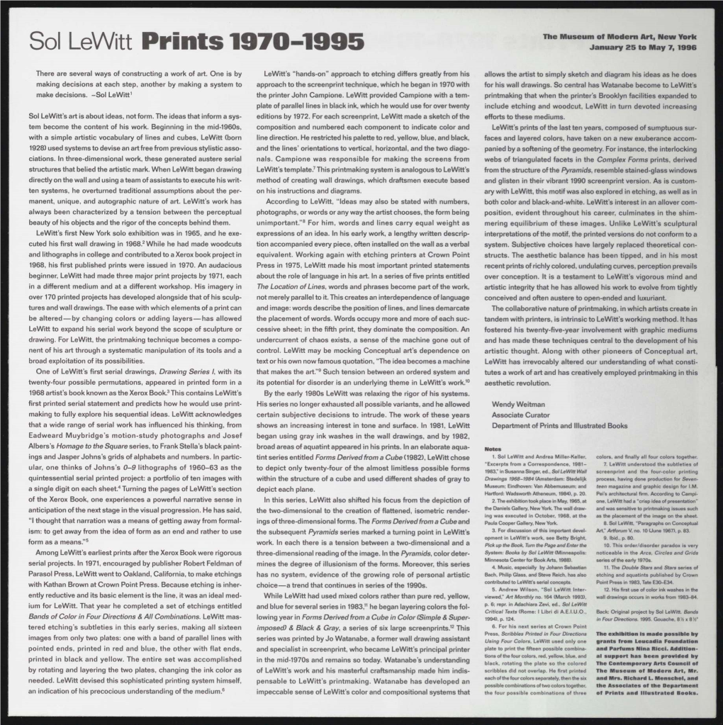 Sol Lewitt Prints 1970-1995