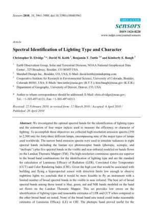 Spectral Identification of Lighting Type and Character