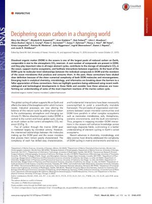 Deciphering Ocean Carbon in a Changing World PERSPECTIVE Mary Ann Morana,1, Elizabeth B
