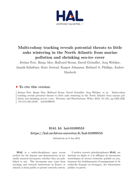 Multi-Colony Tracking Reveals Potential Threats to Little Auks Wintering in The