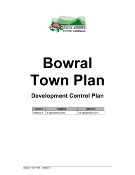 Bowral Town Plan Development Control Plan