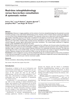 Real-Time Teleophthalmology Versus Face-To-Face Consultation