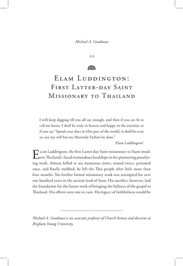 Elam Luddington: First Latter-Day Saint Missionary to Thailand