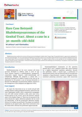 Rare Case Botryoid Rhabdomyosarcomas of the Genital Tract