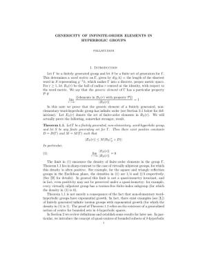 Genericity of Infinite-Order Elements in Hyperbolic Groups