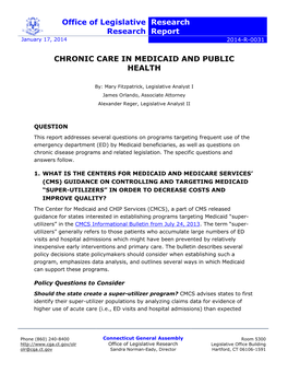 Chronic Care in Medicaid and Public Health