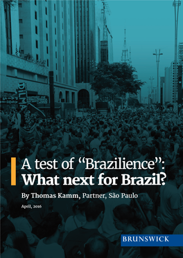 What Next for Brazil? by Thomas Kamm, Partner, São Paulo