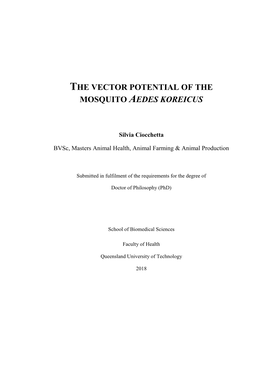 The Vector Potential of the Mosquito Aedes Koreicus