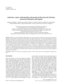 Seifertite, a Dense Orthorhombic Polymorph of Silica from the Martian Meteorites Shergotty and Zagami