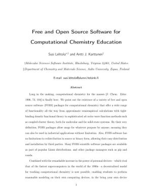 Free and Open Source Software for Computational Chemistry Education