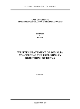 Written Statement of Somalia Concerning the Preliminary Objections of Kenya