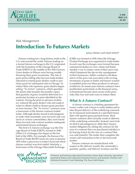 Introduction to Futures Markets James Mintert and Mark Welch*