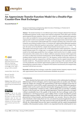 An Approximate Transfer Function Model for a Double-Pipe Counter-Flow Heat Exchanger