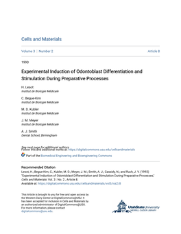 Experimental Induction of Odontoblast Differentiation and Stimulation During Preparative Processes