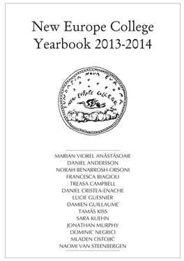 New Europe College Yearbook 2013-2014