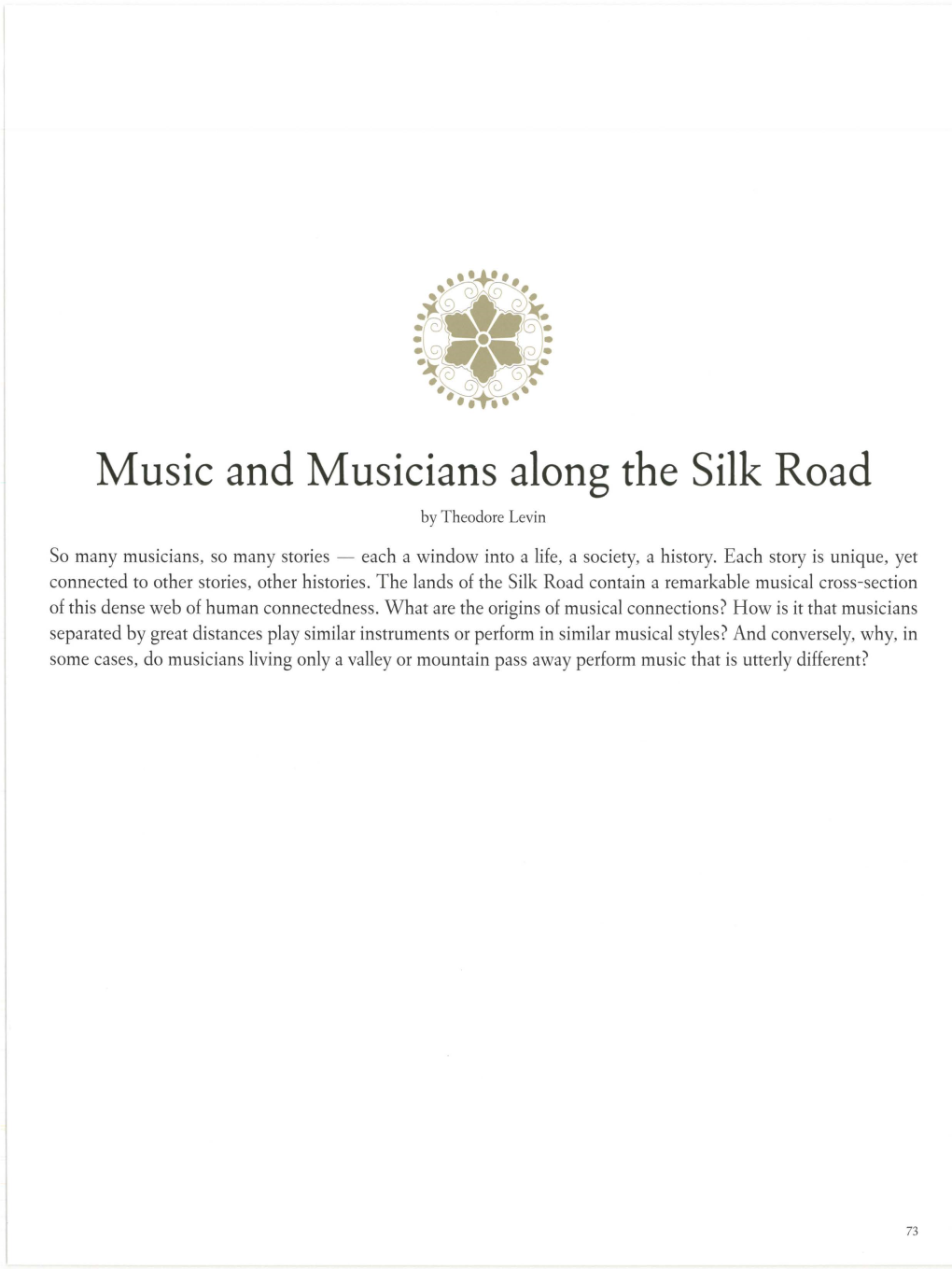 Music and Musicians Along the Silk Road by Theodore Levin