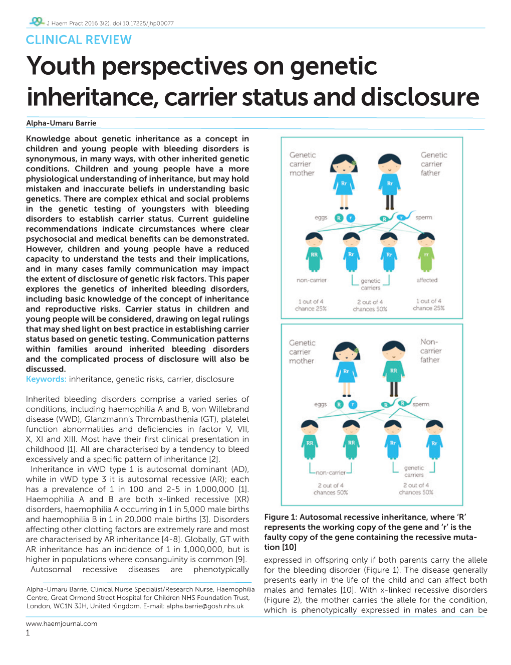 Youth Perspectives on Genetic Inheritance, Carrier Status and Disclosure