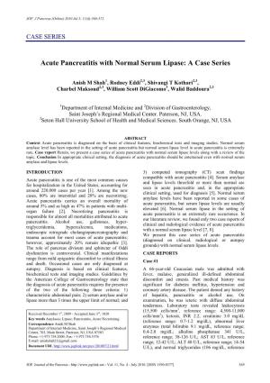 Acute Pancreatitis with Normal Serum Lipase: a Case Series