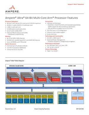 Ampere® Altra® 64-Bit Multi-Core Arm® Processor Datasheet