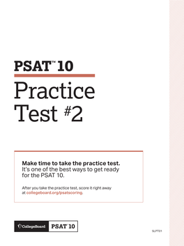 PSAT 10 Practice Test #2 Worksheet: Answer Key