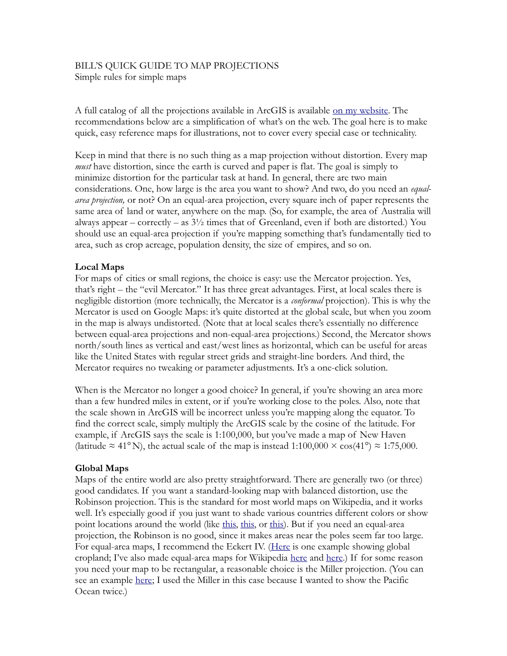 MAP PROJECTIONS Simple Rules for Simple Maps