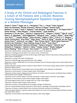 A Study of the Clinical and Radiological Features in a Cohort of 93 Patients with a COL2A1 Mutation Causing Spondyloepiphyseal D