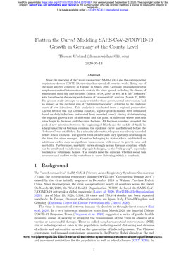 Flatten the Curve! Modeling SARS-Cov-2/COVID-19 Growth in Germany at the County Level