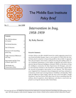 Intervention in Iraq, 1958-1959 Contents