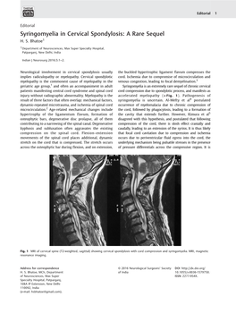 Syringomyelia in Cervical Spondylosis: a Rare Sequel H