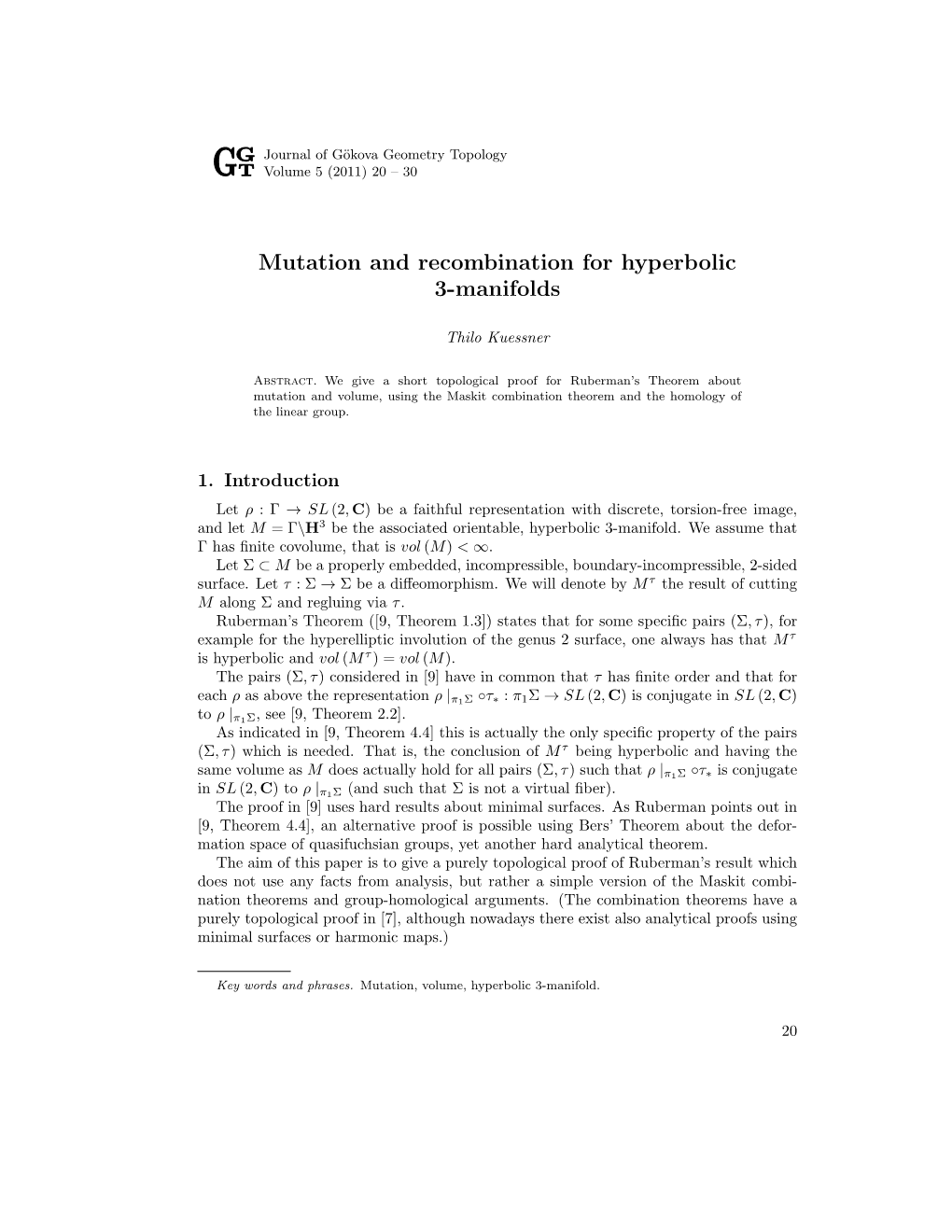 Mutation and Recombination for Hyperbolic 3-Manifolds