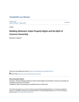 Retelling Allotment: Indian Property Rights and the Myth of Common Ownership