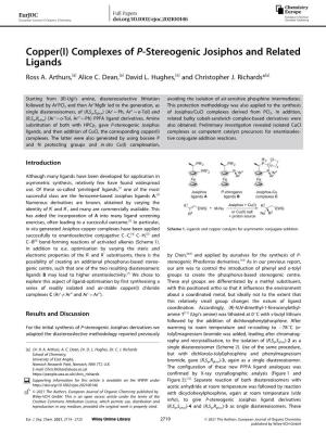 Complexes of P‐Stereogenic Josiphos and Related Ligands