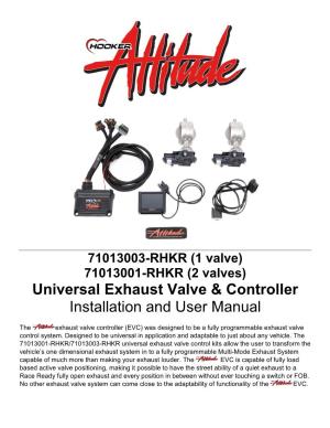 Universal Exhaust Valve & Controller Installation and User Manual