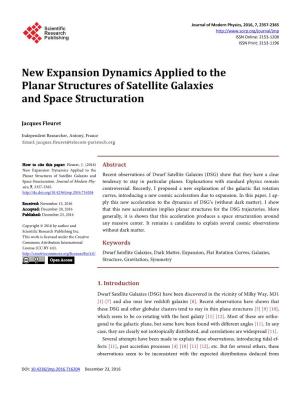 New Expansion Dynamics Applied to the Planar Structures of Satellite Galaxies and Space Structuration