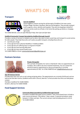 Transport Footcare Services Food Support