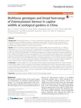 Multilocus Genotypes and Broad Host-Range of Enterocytozoon