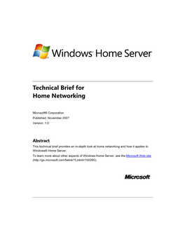 Technical Brief for Home Networking