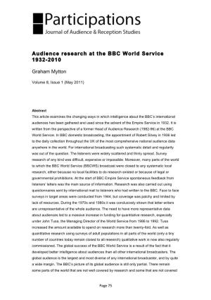 Audience Research at the BBC World Service 1932-2010