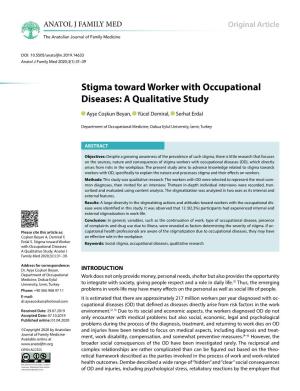 Stigma Toward Worker with Occupational Diseases: a Qualitative Study