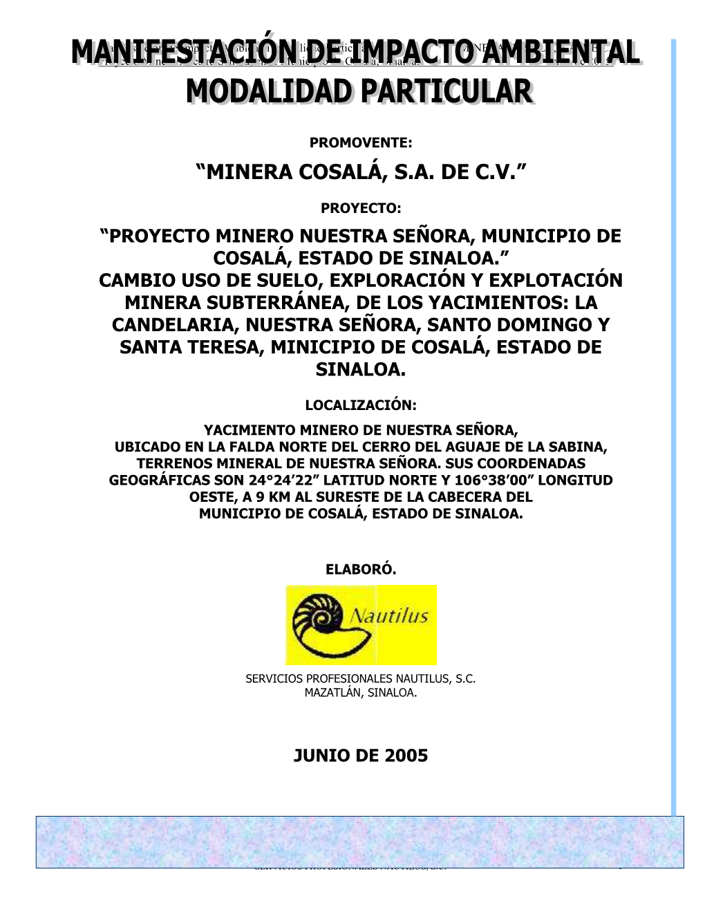 “Minera Cosalá, S.A. De C.V.”