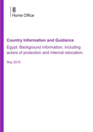 Country Information and Guidance Egypt: Background Information, Including Actors of Protection and Internal Relocation