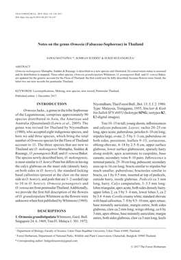 Notes on the Genus Ormosia (Fabaceae-Sophoreae) in Thailand